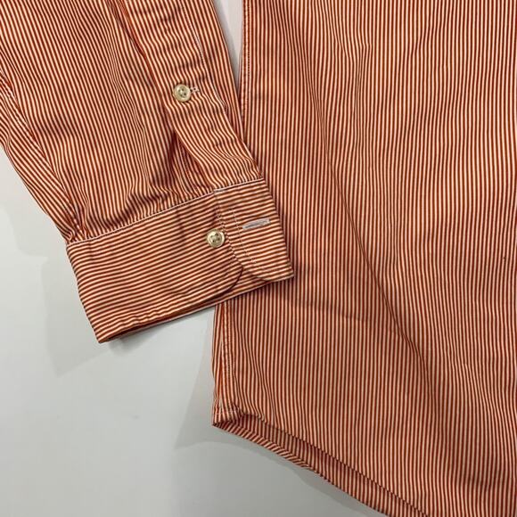 Ralph Lauren Shirt Mens L Large Tangerine White Striped Button Up Long Sleeve - Picture 3 of 11